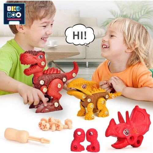 UKBOO Screw Nut Dinosaur Building Blocks Assembly Tyrannosaurus Triceratops Raptor Educational Construction Toys for Children
