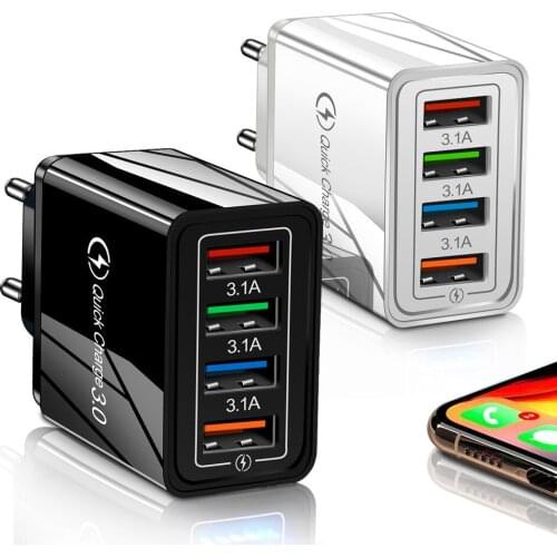 Fast charging 4 USB Charger Quick Charge 3.0 for Phone Adapter for Huawei Tablet Portable Wall Mobile Charger Fast Charger