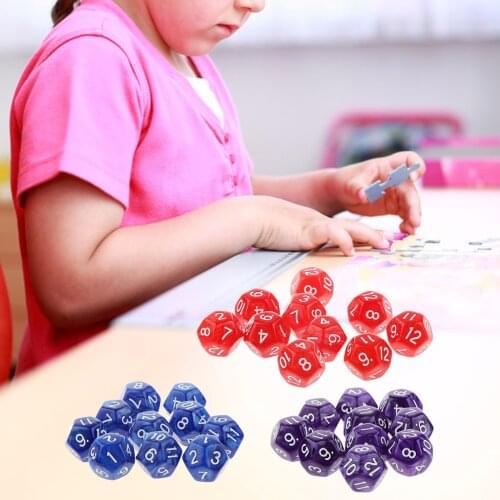 Brand New 10pcs 12 Sided Dice D12 Polyhedral Dice Family Party RPG Board Game Accessories Pub Club Game Acrylic Dice