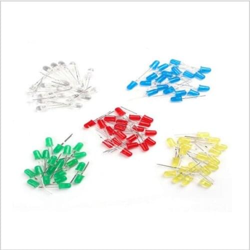 100pcs 5mm LED diode Light Assorted Kit DIY LEDs Set White Yellow Red Green Blue free shiiping electronic diy kit for arduino