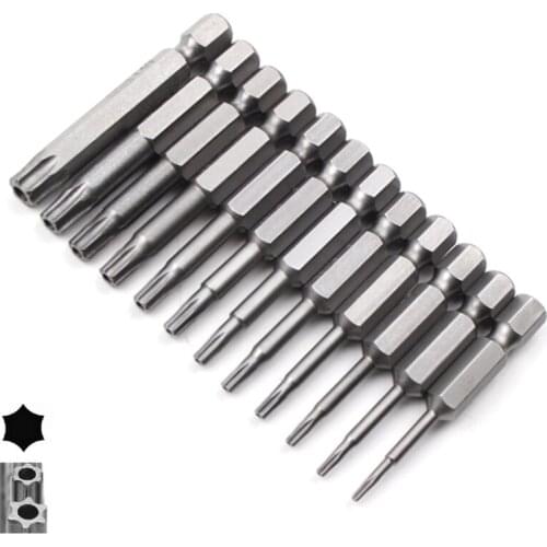 12Size/Set Magnetic Torx Screwdriver Bits Set Electric Screwdriver 50mm Length T5-T40
