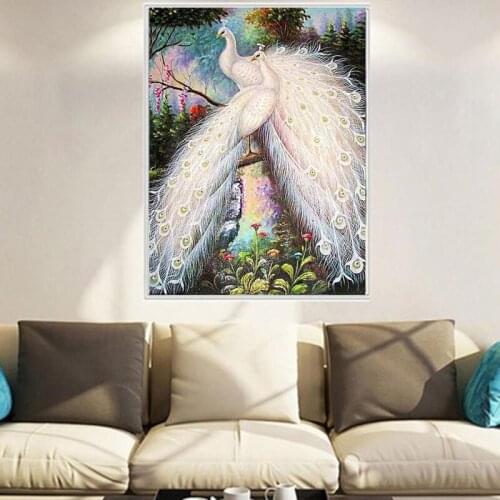 2020 NEW DIY 5D Diamond Embroidery Diamond Mosaic Two PeacockS Round Diamond Painting Cross Stitch Kits Home Decoration FOR GIFT