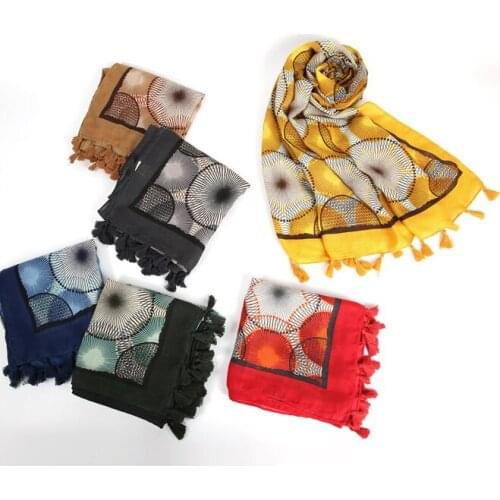2021 Fashion Newest Printed Pattern Cotton Tassel Scarf Shawls Wraps Hijabs 6Colors 10pcs/lot