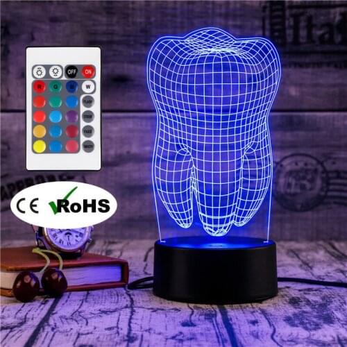 3D Led Novety Lighting Creative Gift Night Light Table Lamp Tooth Model Light Led Home Corridor Hotel Party Atmosphere Lights