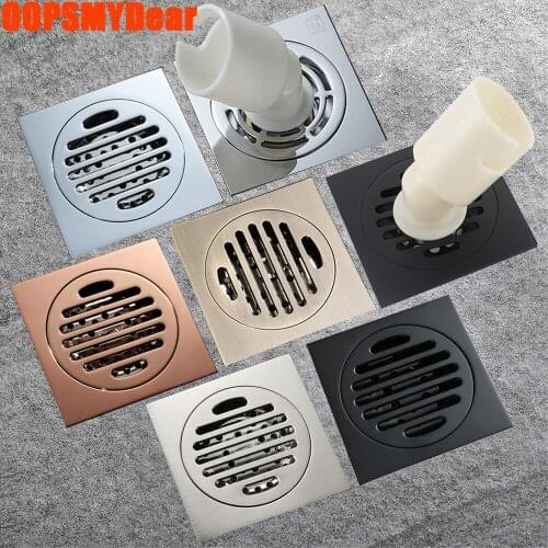 4 Inch Copper Floor Drain Bathroom Square Deodorant Drainer Washing Machine Grate Rose Gold 10CM Strainer Floor Hole Trap Cover