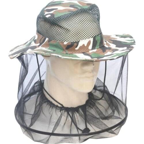 40%HOTCamouflage Outdoor Fishing Camping Anti Mosquito Mesh Hat Face Protective CapS1