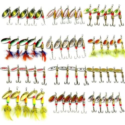 5PCS/Set Spinner Spoon Fishing Lure Spinner Bait Metal Hard Minnow Lure isca artificial fishing wobbler Tackle