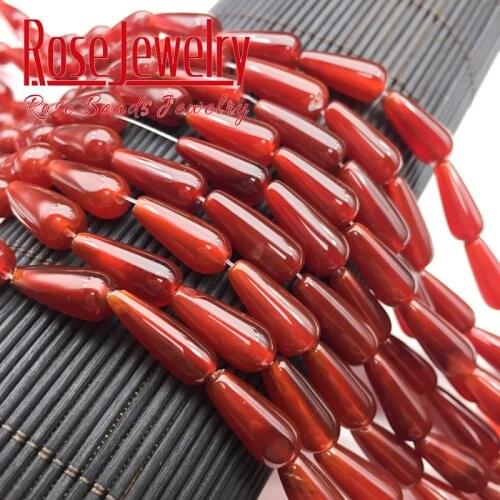 6*16mm Natural Red Agates Beads Water Drop Shape round Loose Stone Beads For Jewelry Making DIY Bracelet Ear Studs Accessories