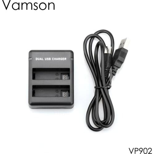 Vamson for Go Pro Accessories Dual Charger With USB Port Can Charge 2pcs AHDBT-401 Li-ion Battery For GoPro Hero 4 Camera VP902