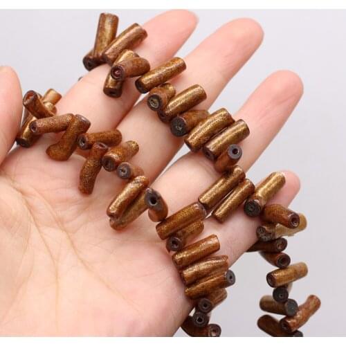 Hot Natural Stone Coral Beads Gold plated Loose Tube Bead for Jewelry Making Women Tribal Bracelet Necklace Accessories