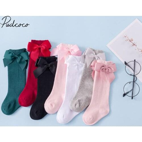 0-7Years Infant Kids Baby Girls Bowknot Stockings Solid Leggings Warmer Knee High Princess Formal Match Stockings