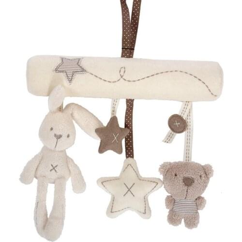 Baby Rabbit Toys Stroller Accessories Hanging Plush Educational Toy Doll Trolley Bells Rattles Carriage Multifunctional Toy Gift