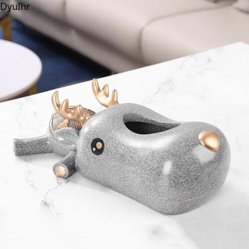 DyuIhr European Creative Animal Tissue Box Resin Crafts Housewarming Gift Living Room Bedroom Dining Table Tissue Box Decoration