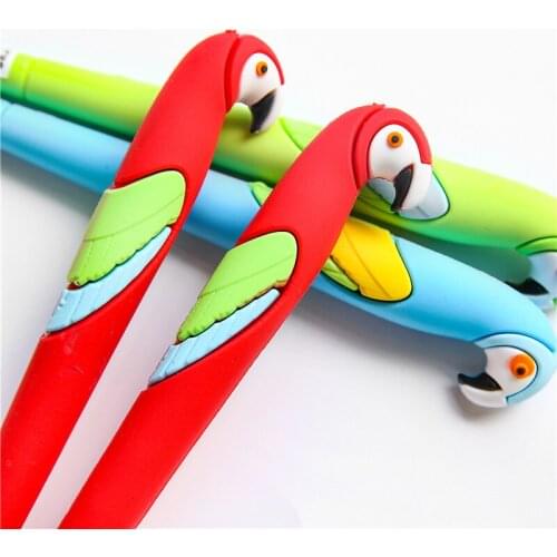 48 Pcs/Lot Cute Parrot Birds Gel Pen 0.5mm Blue Color Writing Ink Pens Wholesale Stationery Office School Supplies