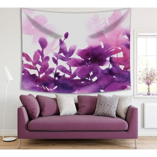 Tapestry Flowers Folliage Summer garden Backyard Nature Floral Design Artwork Purple White