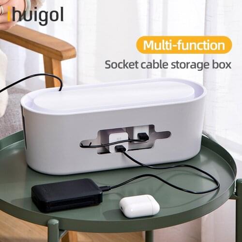 Ihuigol Cable Box Power Strip Storage Case Charger Socket Organizer Network Line Electrical Outlet Bin with Holder Dustproof