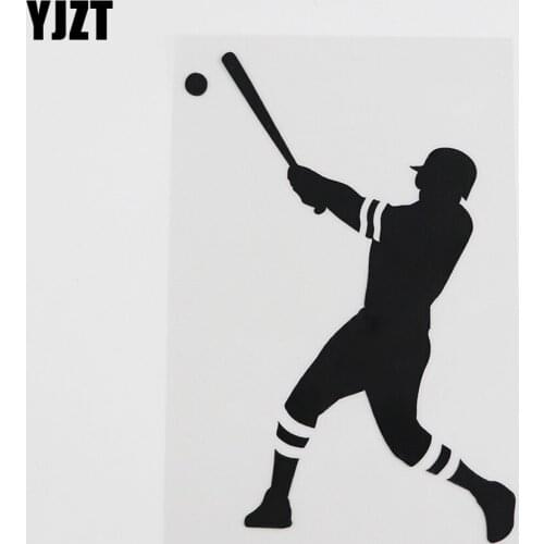 YJZT 10.7CMX14.8CM Personalized Baseballer Decal Vinyl Car Sticker Black/Silver 8A-0394