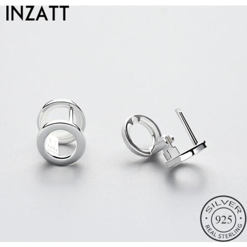 INZATT Fine Jewelry Minimalist Geometric Hollow Round Glossy Hoop Earrings 2018 For Women Birthday Gift Real 925 Sterling Silver