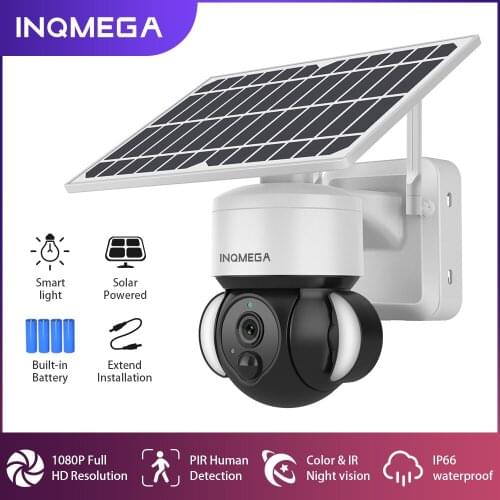 INQMEGA WIFI Camera Outdoor IP Camera 1080P PTZ CCTV Security Protection 8W Solar Camera Smart Wireless Monitor Waterproof
