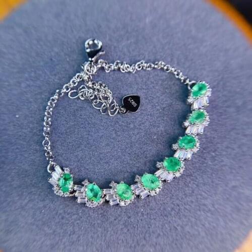KJJEAXCMY fine jewelry S925 sterling silver inlaid natural Emerald Girl new trendy hand Bracelet Support test Chinese style