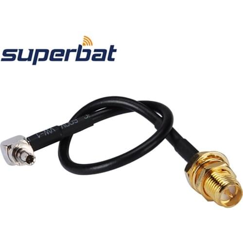 Superbat CRC9 Plug Right Angle to RP-SMA Jack(male pin) Pigtail RG174 15cm RF Coaxial Cable for Huawei USB modem