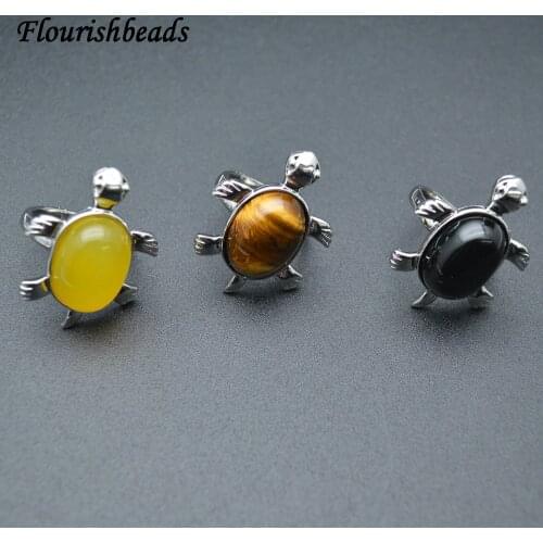 Wholesale Cute Tortoise Stone Cabochon Rings Animal Party Jewelry for Woman Man