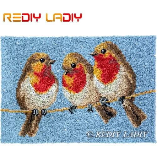 Latch Hook Rug Robin Birds Plush Tapestry Kits DIY Carpet Rug Chunky Yarn Arts & Crafts Crochet Floor Mat Home Decor 85*58cm
