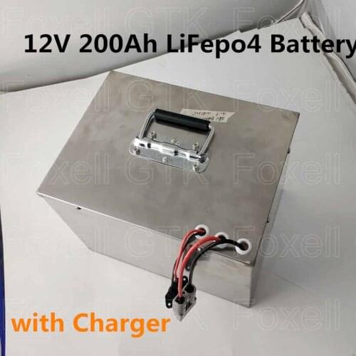 LiFePO4 Deep cycle Rechargeable 12v 200ah lithium ion battery for solar power storage Motor home RV camping caravan Solar panel