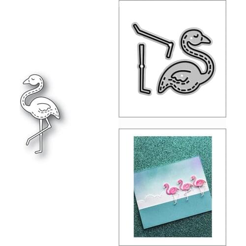 New 2021 Stitched Flamingo Bird Metal Cutting Dies for DIY Scrapbooking and Card Making Decorative Embossing Craft No Stamps