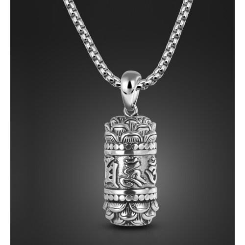 Fashion Vintage men 100% 925 Sterling Silver Unisex Jewelry I Still Need You Close to Me Necklace lotus Pendant Souvenir Gift