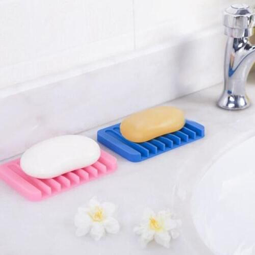 Fashion Silicone Flexible Square Soap Dish Plate Drain Soap Holder Soap Tray Bathroom Tool LX2940