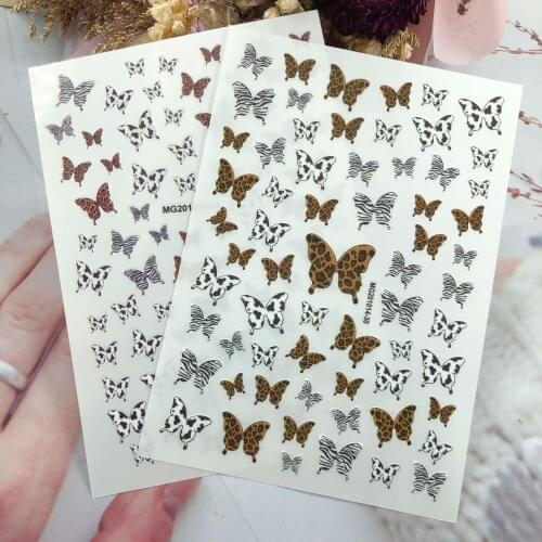 Newest WG1019-30 butterfly 3D design nail art sticker decal stamping back gule DIY nail decoration tools
