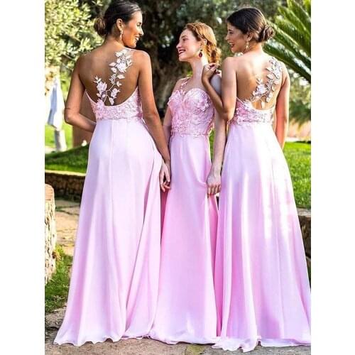 One Shoulder Mermaid Bridesmaid Dresses With Sweep Train Pink Appliques Long Party Dress robe de demoiselle