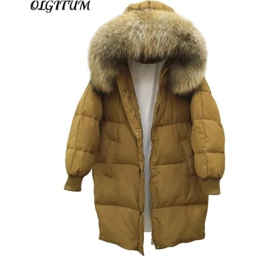 OLGITUM Women's Parkas With Natural Fur