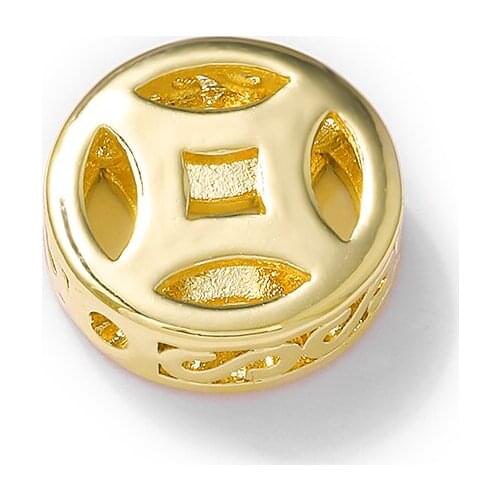 Factory wholesale Gold Color Brass Coins Loose beads Necklace and Bracelet High Quality Jewelry Making Supplies Diy Accessories