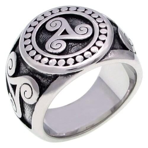 Punk 316L Stainless Steel Vegvisir Runes Viking Ring Futhark Slavic Rings Triangle Odin Nordic Jewelry