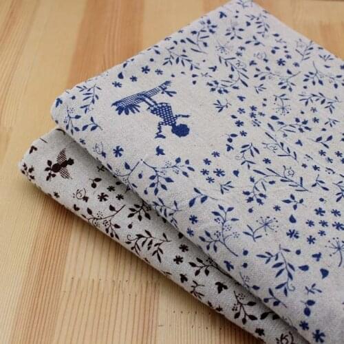 Pastorale Style Cucoloris Child Hemp ecru Printing zakka linen fabric for patchwork Quilt handmade sewing crafts 2pcs 50*155cm
