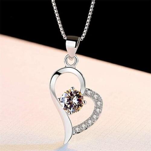 Genuine 925 Sterling Silver Natural 1.5carat Zircon Pendant Neckalce Amethyst Pendant Bijoux Femme Collares Mujer Necklace Women