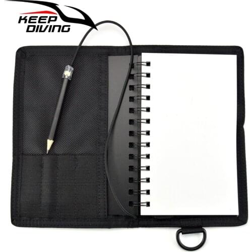 Scuba Diving Writing Pad Notebook Underwater Slate Gear with Pencil Clip PU Leather & PP Polypropylene Wearing Resistance