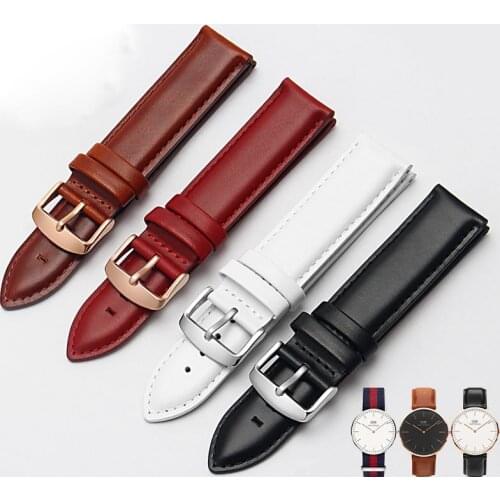 18mm 20mm Watchband Bracelet Replacement Watch Strap Genuine Leather Black Brown Watch Band