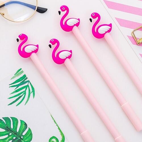 1 Pcs Cartoon Flamingo Gel Pen Korean Stationery Cute Pen Little Swan Silicone Signing Pen Creative Gift Kawaii School Supplies