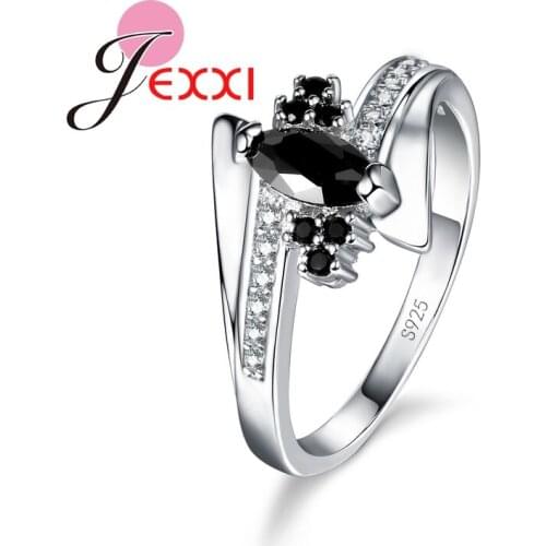 Special Black CZ Party Rings 925 Sterling Silver A+++ Grade Austrian Crystal Inlay Workmanship Jewelry