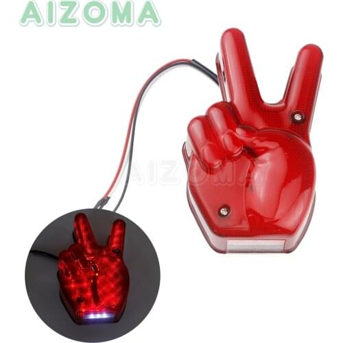 Universal 12v LED Taillights For Yamaha Harley Cafe Racer Chopper Custom Red "Victory" Brake Tail Light w/ License Plate Lamp