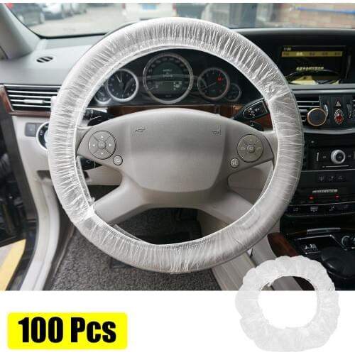 Uxcell 100pcs/200Pcs Universal Car Elastic Disposable Steering Wheel Cover Waterproof Anti-dust Accessories for Auto Car Truck