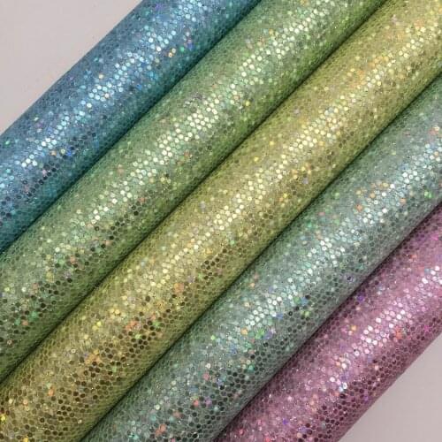 Amonglitter Wholesales Dropshipping Pastel Colors Iridescent Glitter Leather Faux Fabric Vinyl Sheets 21X29CM MB164