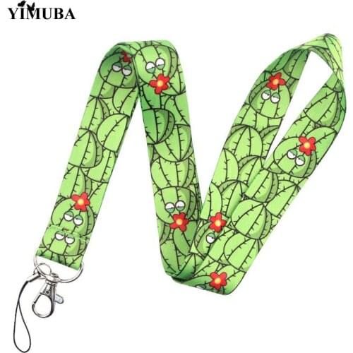 YIMUBA Fun Cactus Lanyard Keychain Cartoon Print Ribbon Hang Rope for ID Card Badge Holder Camera Phone Neck Straps with Keyring