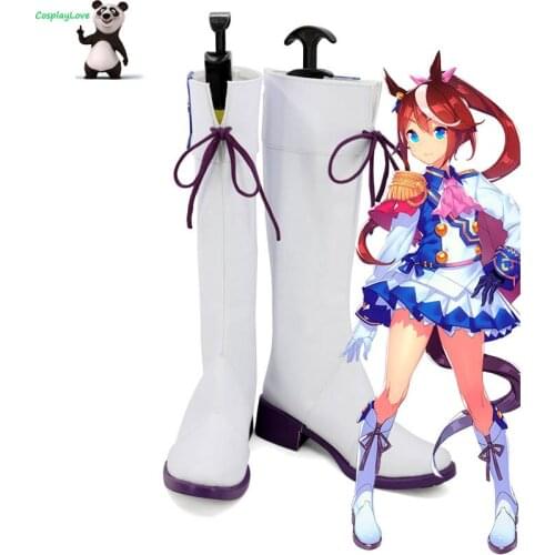 CosplayLove Uma Musume: Pretty Derby Tokai Teio White Cosplay Shoes Long Boots Leather Custom Made