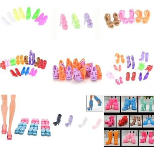 1/10pairs Fashion Colorful Sandals Bandage Bow High Heels Shoes For Doll Accessories Clothes Dress Prop Xmas Gift