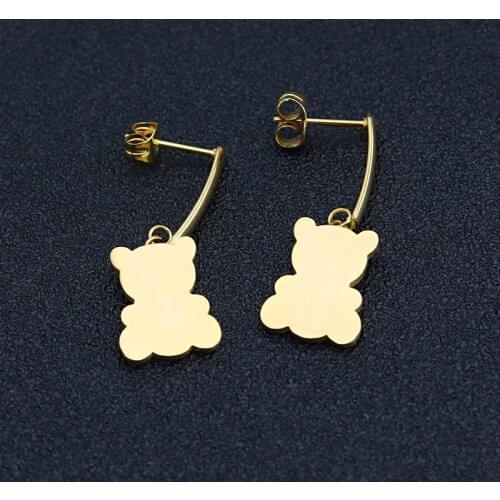1Pc The Latest Korean Version of Titanium Steel Simple Bear Ear Nail Female Flat Line Panda Anti-allergic