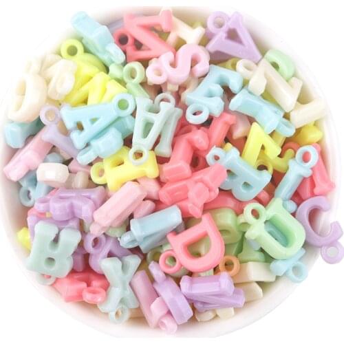 100Pcs/Lot Acrylic Hanging Hole Candy Color Letters Beads for Jewelry Making Kids DIY Necklace Accesories